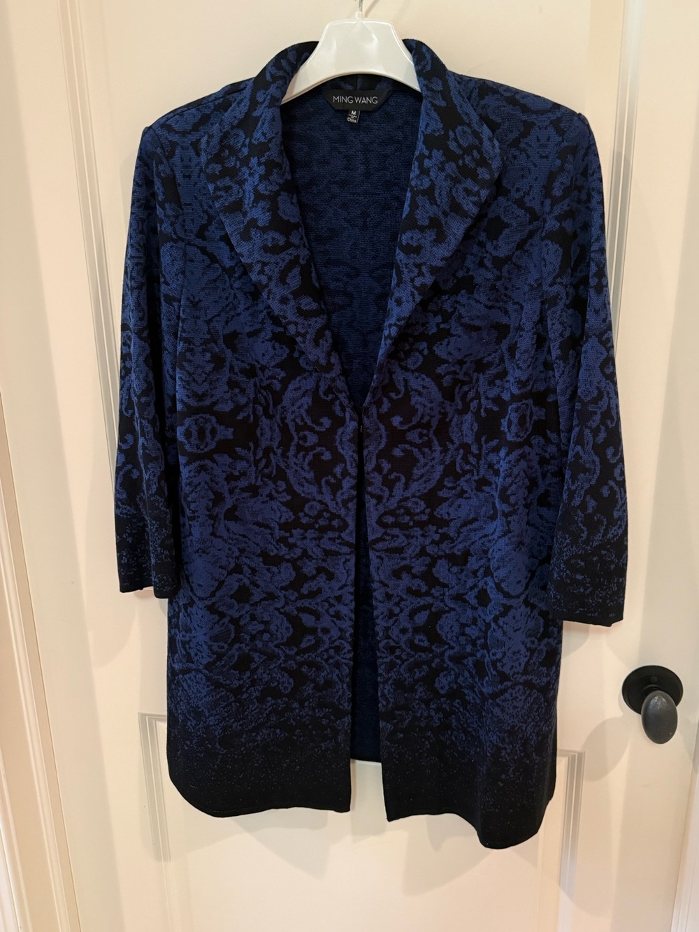 Knit jacket by Ming Wang in black and navy blue